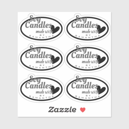 Schwarzweiß aus Liebe Herzsoy Kerzen Aufkleber (Blatt)