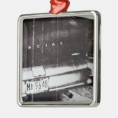 Schwarzweiss-Auto Silbernes Ornament (Links)