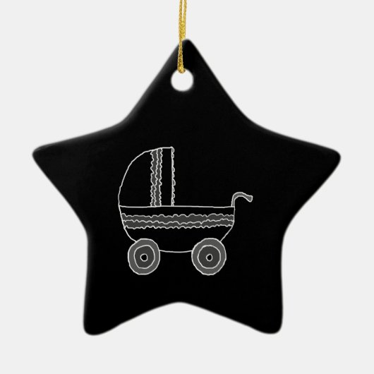 Schwarzweiss-BabyStroller. Keramik Ornament (Vorne)