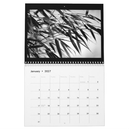 Schwarzweiss-BambusZen 2015 Kalender (Jan 2027)