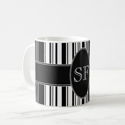 Schwarzweiss-Bar-Code Kaffeetasse (Vorderseite Links)