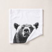 Schwarzweiss-Bärn-Waldtier Badhandtuch Set (Waschlappen)