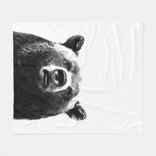 Schwarzweiss-Bärntierporträt Fleecedecke (Vorderseite (Horizontal))