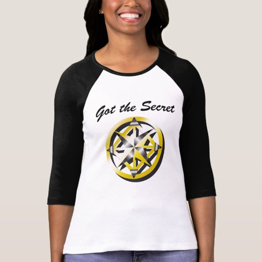 Schwarzweiss-Baseball-Shirt des inneren Kompassses T-Shirt (Vorderseite)