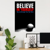 Schwarzweiß Basketball glauben an sich Poster (Heimbüro)