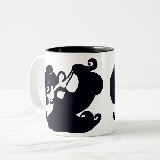 Schwarzweiss-Bauchtänzerin-Tasse Zweifarbige Tasse (Vorderseite Links)