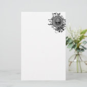 Schwarzweiss-Baum des Lebens mit Blumen Briefpapier (Stehend Vorderseite)