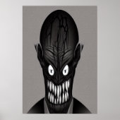 Schwarzweiß-beängstigende Monster-Kopf | AI Art Po Poster (Vorne)