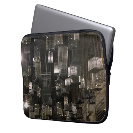 Schwarzweiss-Birdcages Laptopschutzhülle (Vorderseite Links)