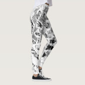 Schwarzweiss-Blatt-Druck-Leggings durch JP Choate Leggings (Rechts)