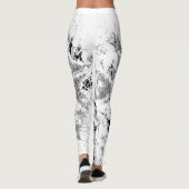 Schwarzweiss-Blatt-Druck-Leggings durch JP Choate Leggings (Rückseite)