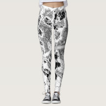 Schwarzweiss-Blatt-Druck-Leggings durch JP Choate