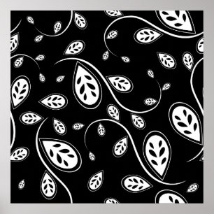 Schwarzweiss-Blätter - Retro 50er Poster