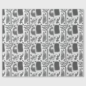 Schwarzweiß-Blätter Textur Geschenkpapier (Flach)