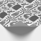 Schwarzweiß-Blätter Textur Geschenkpapier (Ecke)