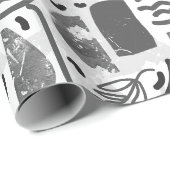 Schwarzweiß-Blätter Textur Geschenkpapier (Rolleneckpunkt)