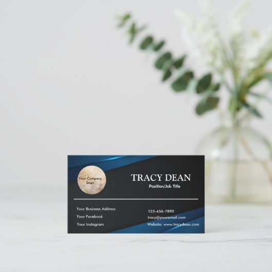 Schwarzweiß-Blau-kundenspezifisch Beruflich Visitenkarte (Stehend Vorderseite)