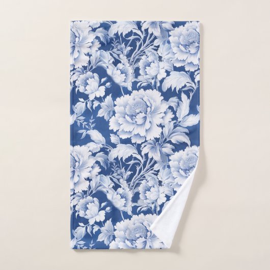 Schwarzweiß/Blau, Wiederholung der Rose Badhandtuch Set (Handtuch)