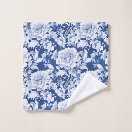 Schwarzweiß/Blau, Wiederholung der Rose Badhandtuch Set (Waschlappen)