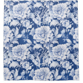 Schwarzweiß/Blau, Wiederholung der Rose Duschvorhang