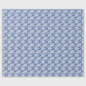 Schwarzweiß/Blau, Wiederholung der Rose Geschenkpapier (Flach)