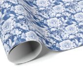 Schwarzweiß/Blau, Wiederholung der Rose Geschenkpapier (Rolleneckpunkt)