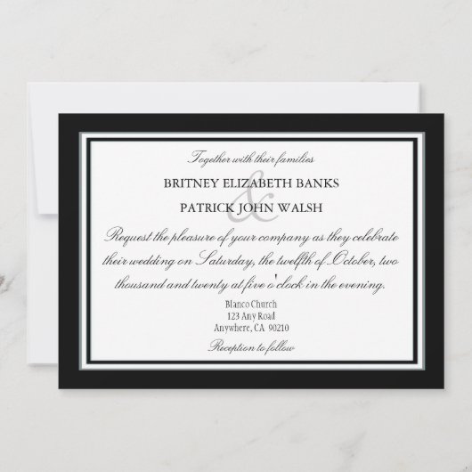 Schwarzweiss-Bling Diamant-Hochzeits-Einladungen Einladung (Rückseite)