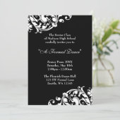 Schwarzweiss blühen Sie Abschlussball-formale Einladung (Stehend Vorderseite)