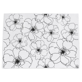 Schwarzweiß-Blume-Geschenktasche Große Geschenktüte