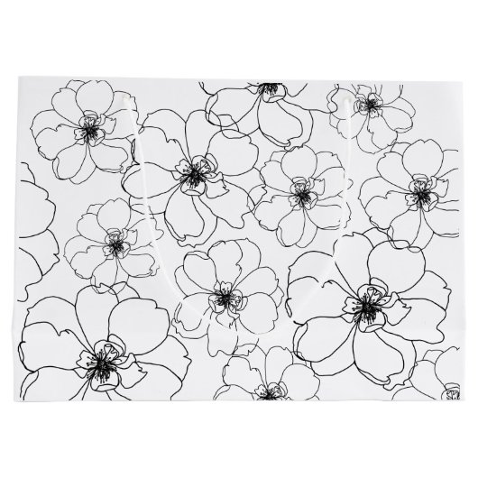 Schwarzweiß-Blume-Geschenktasche Große Geschenktüte (Rückseite)