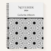 Schwarzweiß-Blume-Notebook Notizblock (Vorderseite)