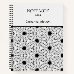 Schwarzweiß-Blume-Notebook Notizblock