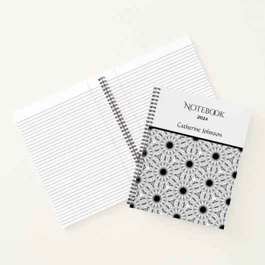 Schwarzweiß-Blume-Notebook Notizblock (Innenseite)