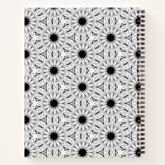 Schwarzweiß-Blume-Notebook Notizblock (Rückseite)