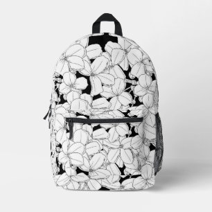 Schwarzweiß-Blume Phlox-Muster Bedruckter Rucksack