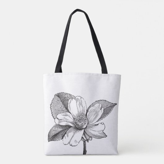 Schwarzweiß-Blume Tasche (Rückseite)