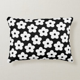 Schwarzweiß-Blume Y2K-Muster Dekokissen