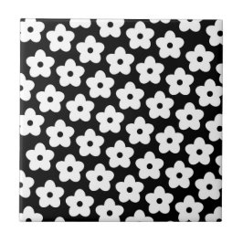 Schwarzweiß-Blume Y2K-Muster Fliese