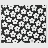 Schwarzweiß-Blume Y2K-Muster Geschenkpapier (Flach)