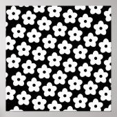 Schwarzweiß-Blume Y2K-Muster Poster (Vorne)