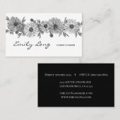 Schwarzweiss-Blumen-Anordnungs-Skizze-Entwurf Visitenkarte (Vorne/Hinten)