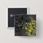 Schwarzweiss-Blumen blühen Button (Vorne & Hinten)