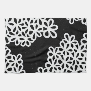 Schwarzweiss-Blumen-Blumenblätter Geschirrtuch