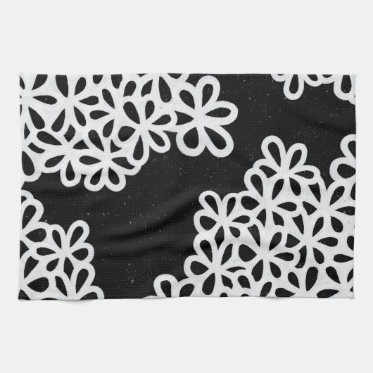 Schwarzweiss-Blumen-Blumenblätter Geschirrtuch (Horizontal)