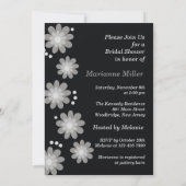 Schwarzweiss-Blumen-Brautparty-Einladungen Einladung (Rückseite)