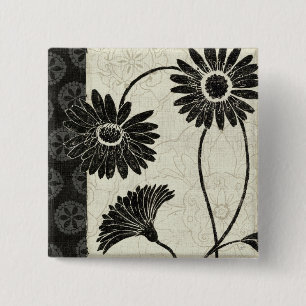 Schwarzweiss-Blumen Button