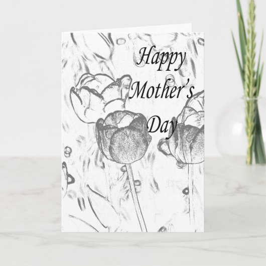 Schwarzweiss-Blumen Karte (Vorderseite)