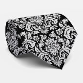 Schwarzweiss-Blumen Krawatte (Gerollt)