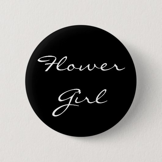 Schwarzweiss-Blumen-Mädchen-Knopf Button (Vorderseite)