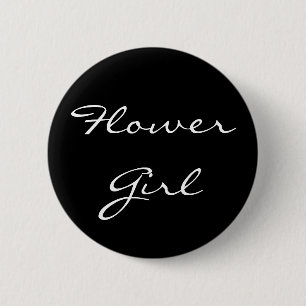 Schwarzweiss-Blumen-Mädchen-Knopf Button